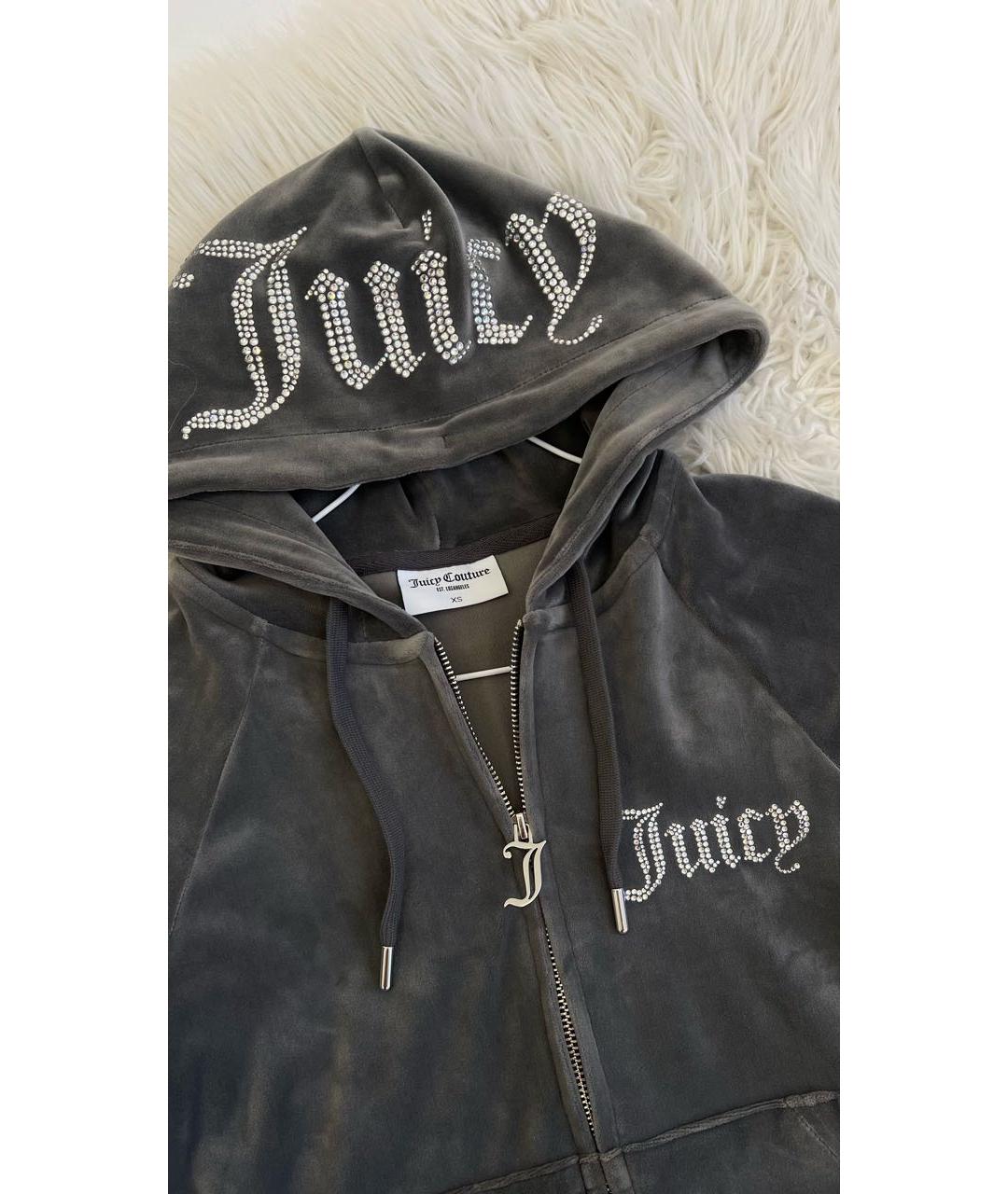 JUICY COUTURE Антрацитовый велюровый спортивные костюмы, фото 3