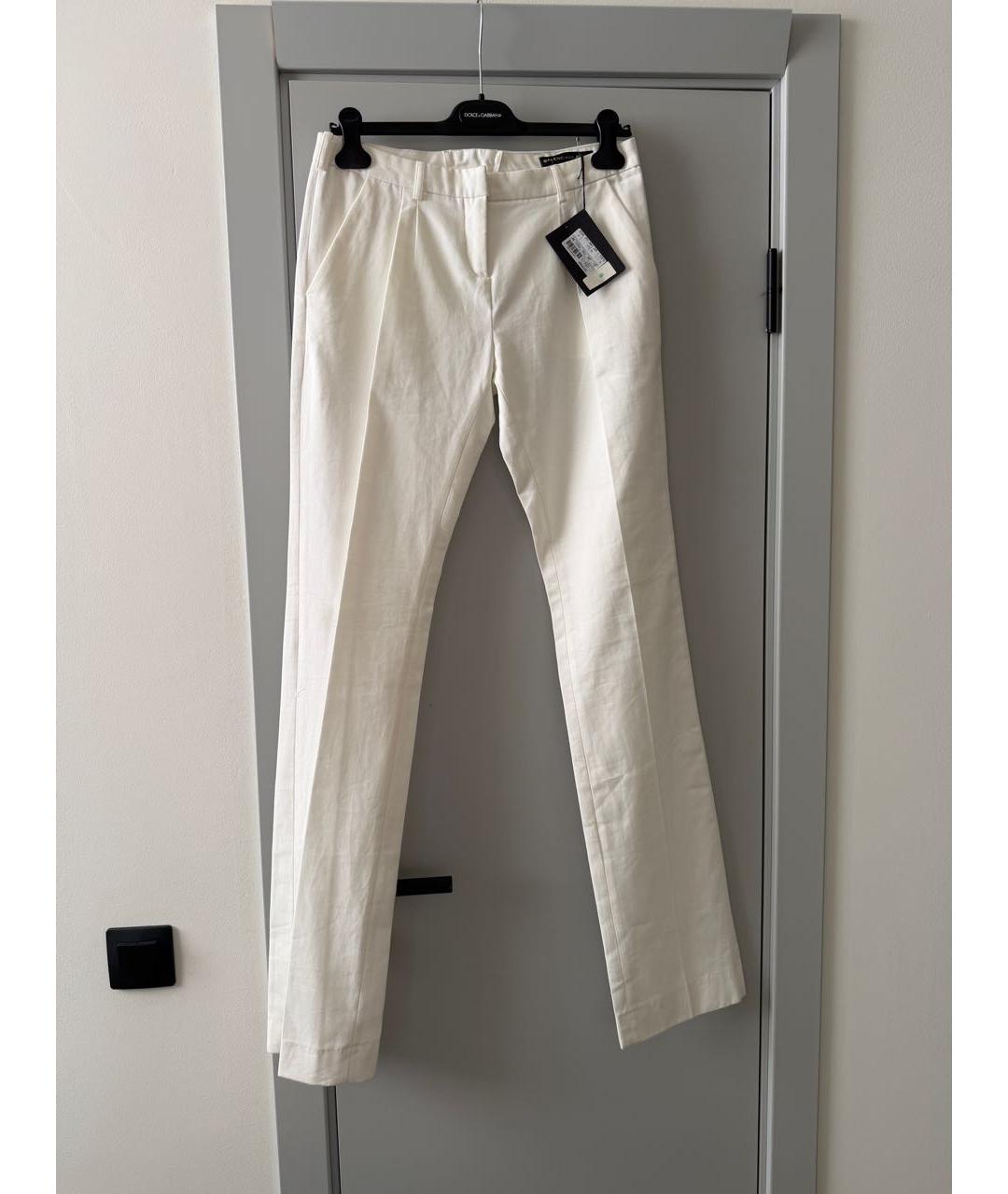 BALENCIAGA Белые хлопковые прямые брюки, фото 3