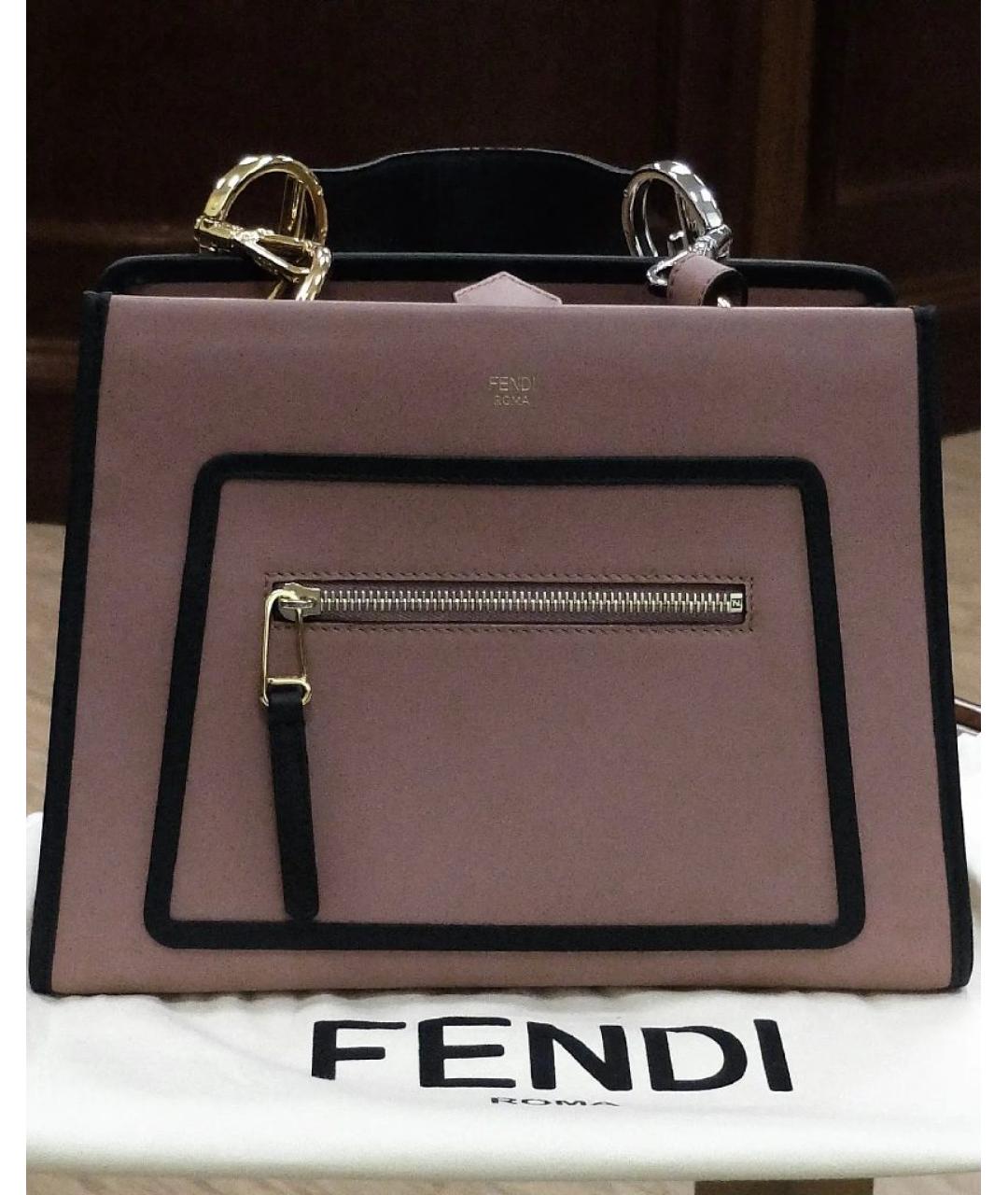 FENDI Розовая кожаная сумка с короткими ручками, фото 8