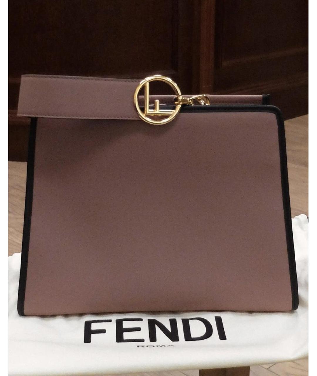 FENDI Розовая кожаная сумка с короткими ручками, фото 2