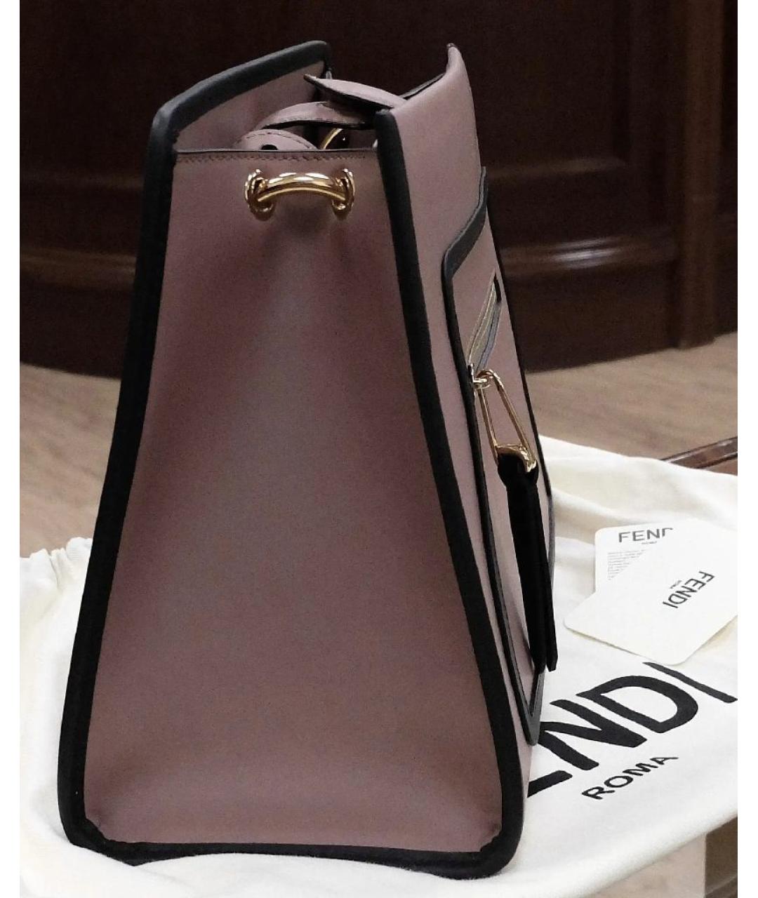 FENDI Розовая кожаная сумка с короткими ручками, фото 4