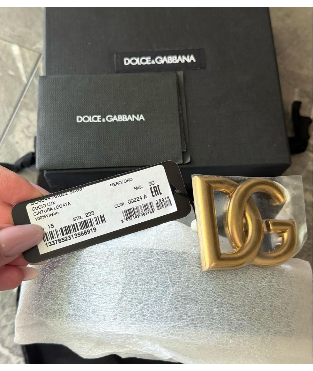 DOLCE&GABBANA Черный кожаный ремень, фото 5