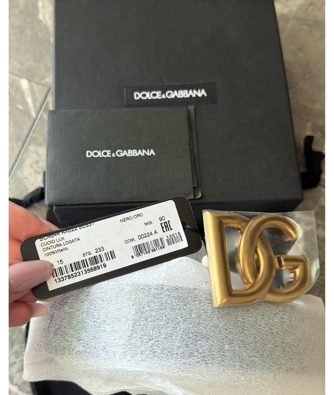 DOLCE&GABBANA Черный кожаный ремень, фото 6