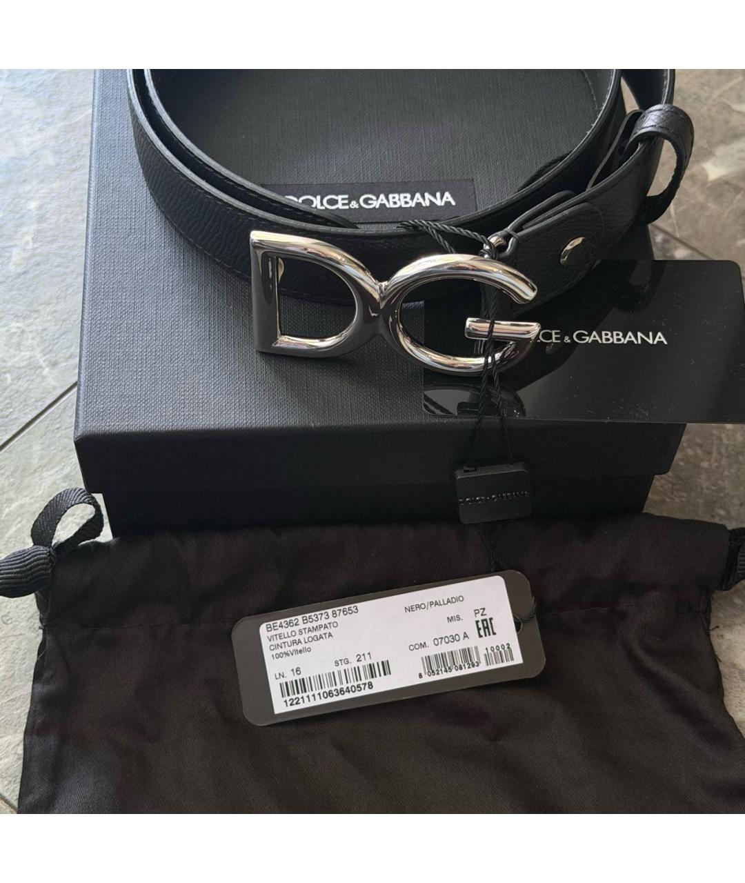 DOLCE&GABBANA Черный кожаный ремень, фото 3