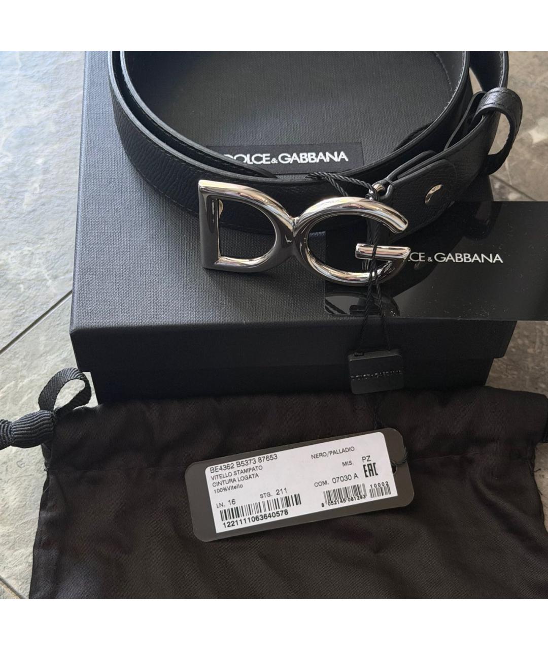 DOLCE&GABBANA Черный кожаный ремень, фото 2