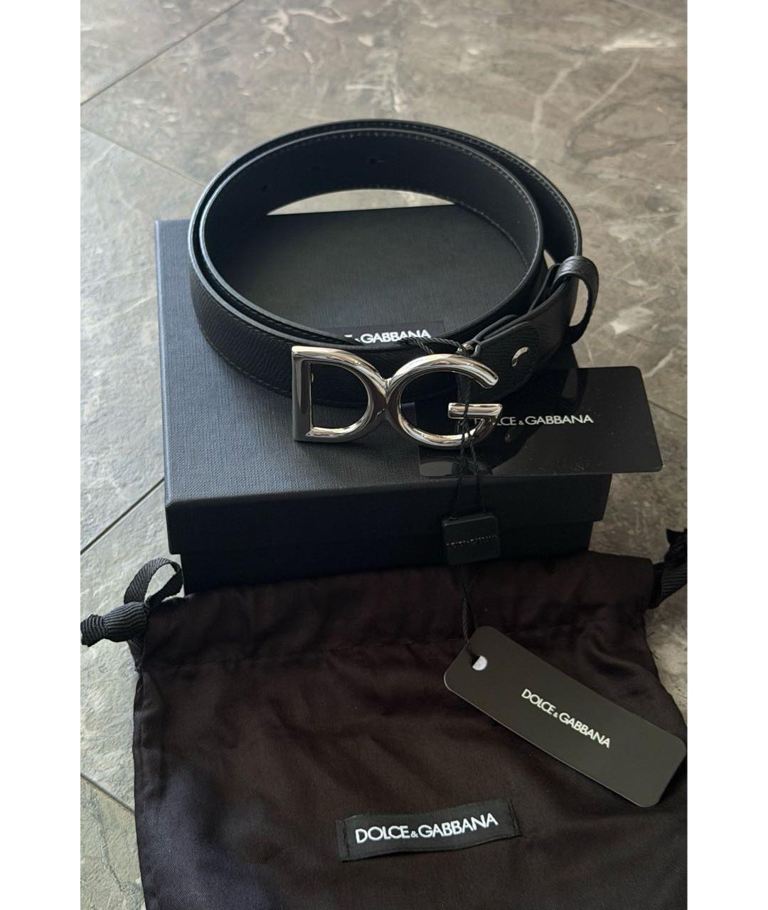 DOLCE&GABBANA Черный кожаный ремень, фото 5