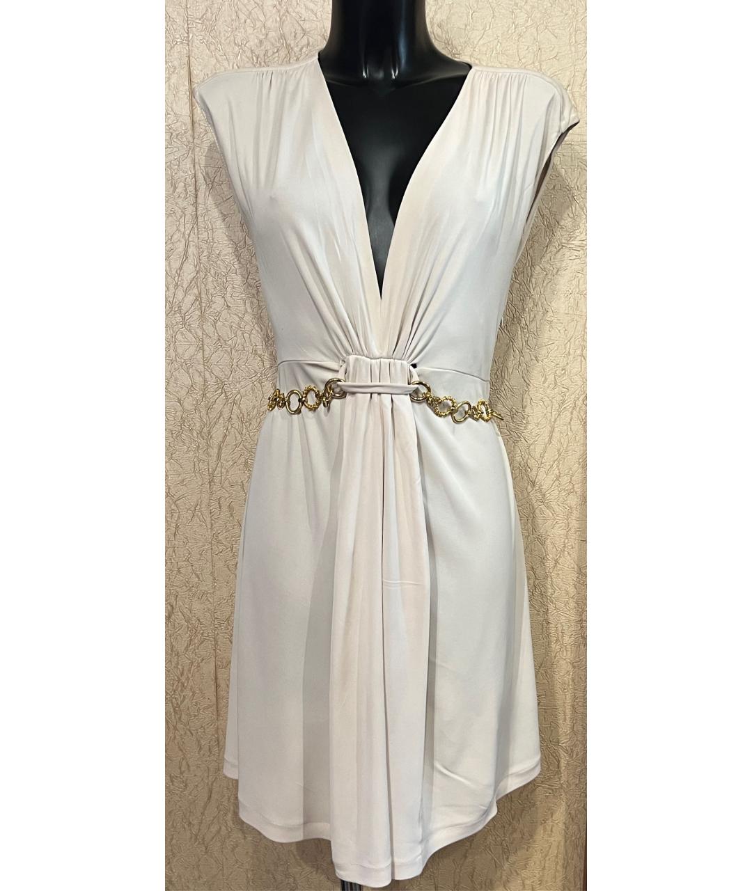 BLUMARINE Бежевое вискозное платье, фото 4