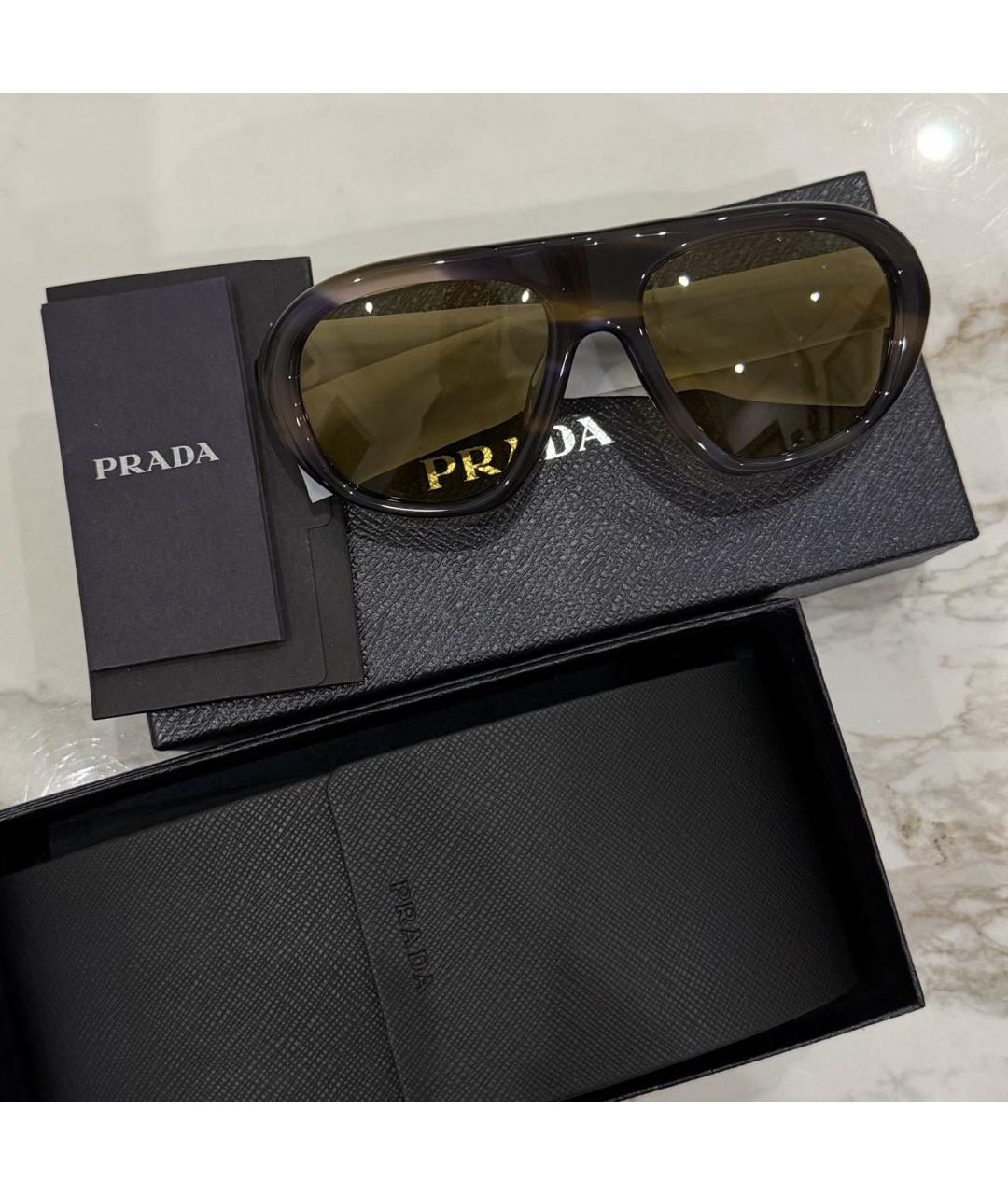 PRADA Коричневые пластиковые солнцезащитные очки, фото 4