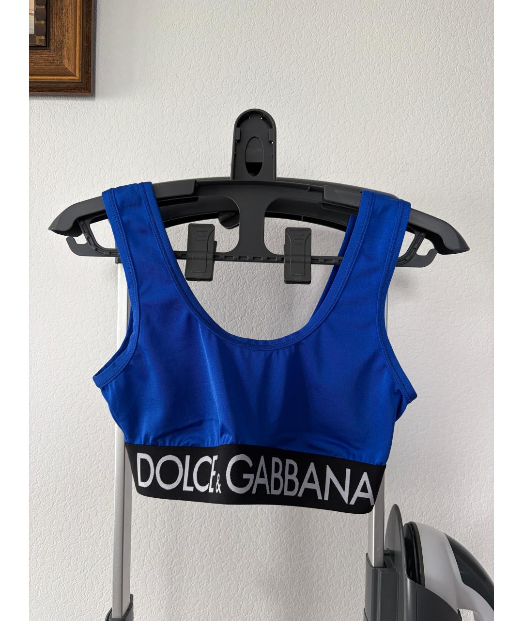 DOLCE&GABBANA Синяя полиамидовая майка, фото 2