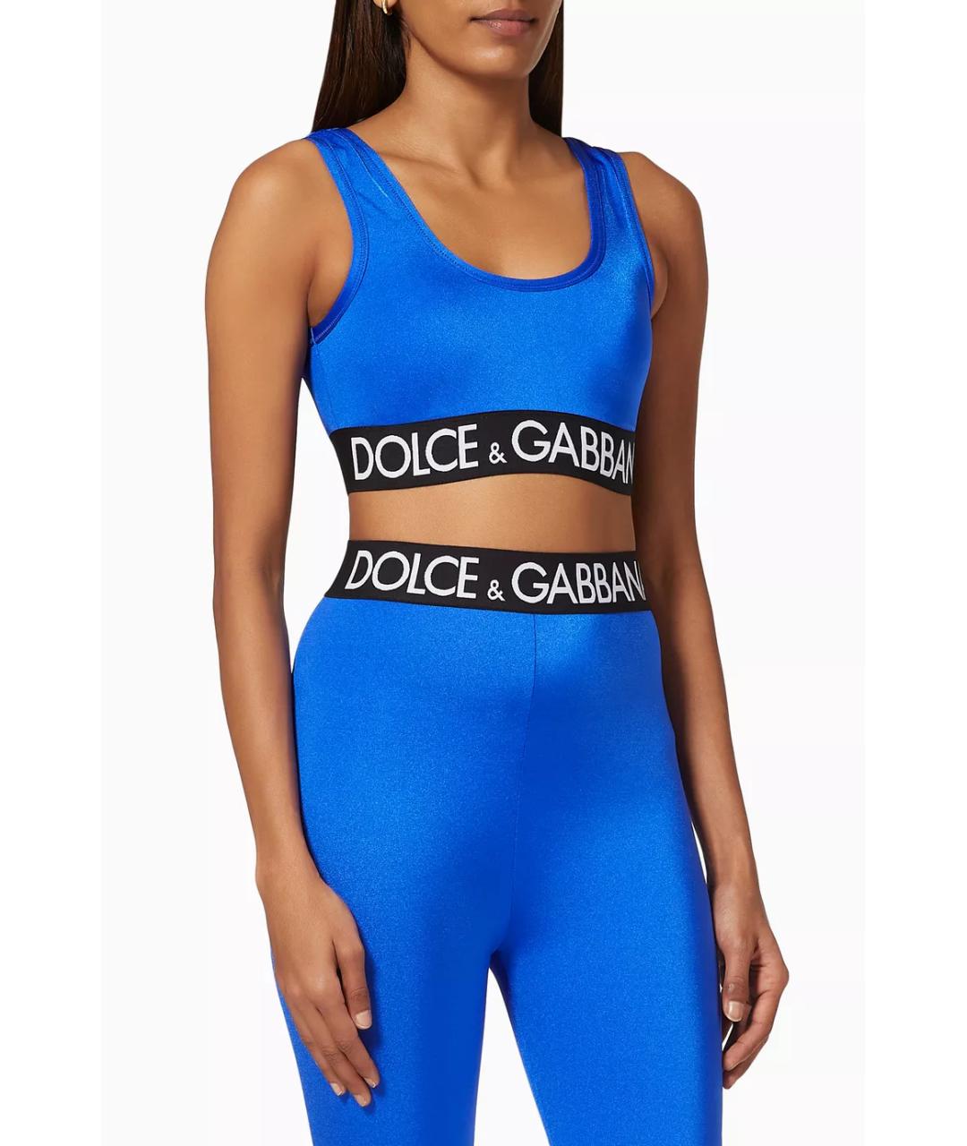 DOLCE&GABBANA Синяя полиамидовая майка, фото 5