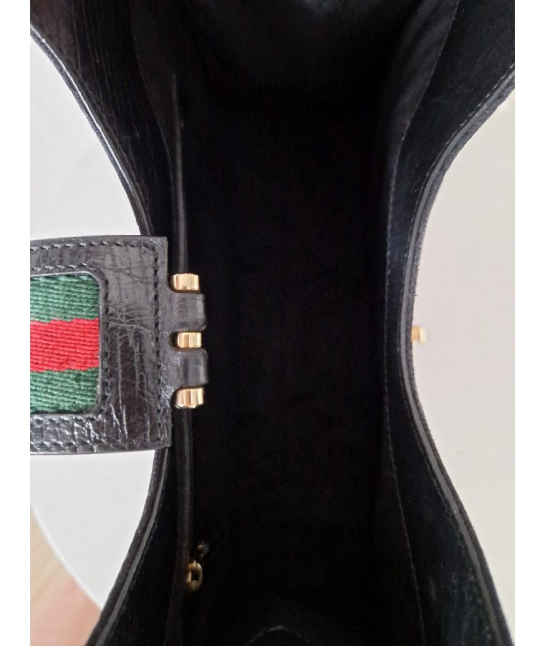 GUCCI Черная жаккардовая сумка с короткими ручками, фото 5