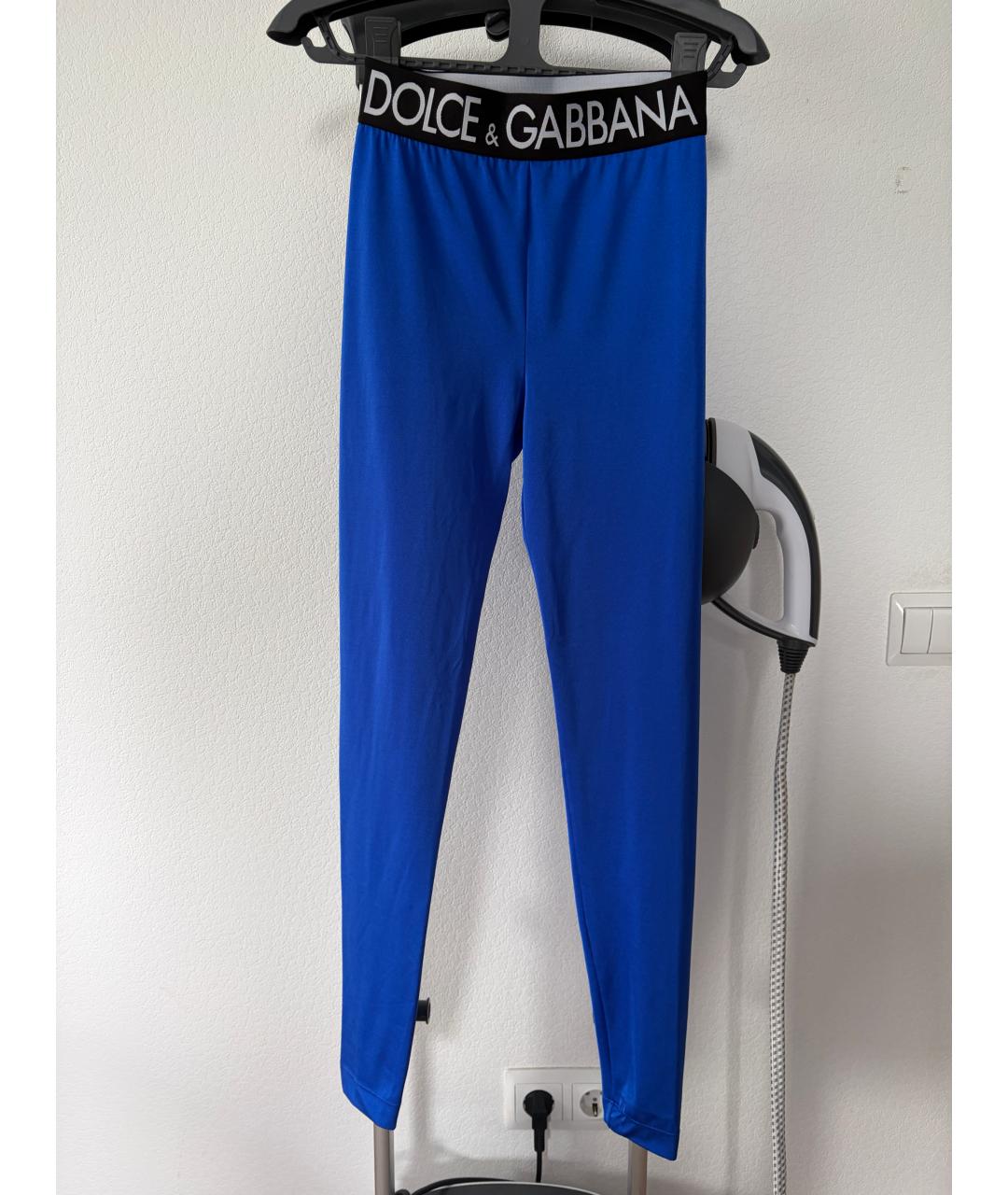 DOLCE&GABBANA Синие полиамидовые леггинсы и велосипедки, фото 2