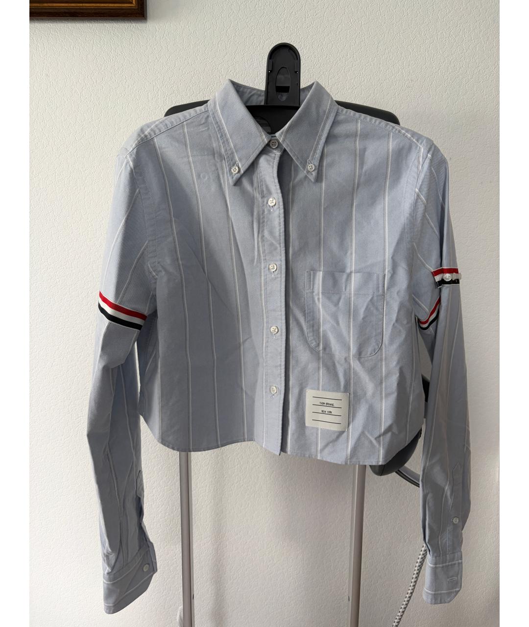 THOM BROWNE Голубая хлопковая рубашка, фото 2
