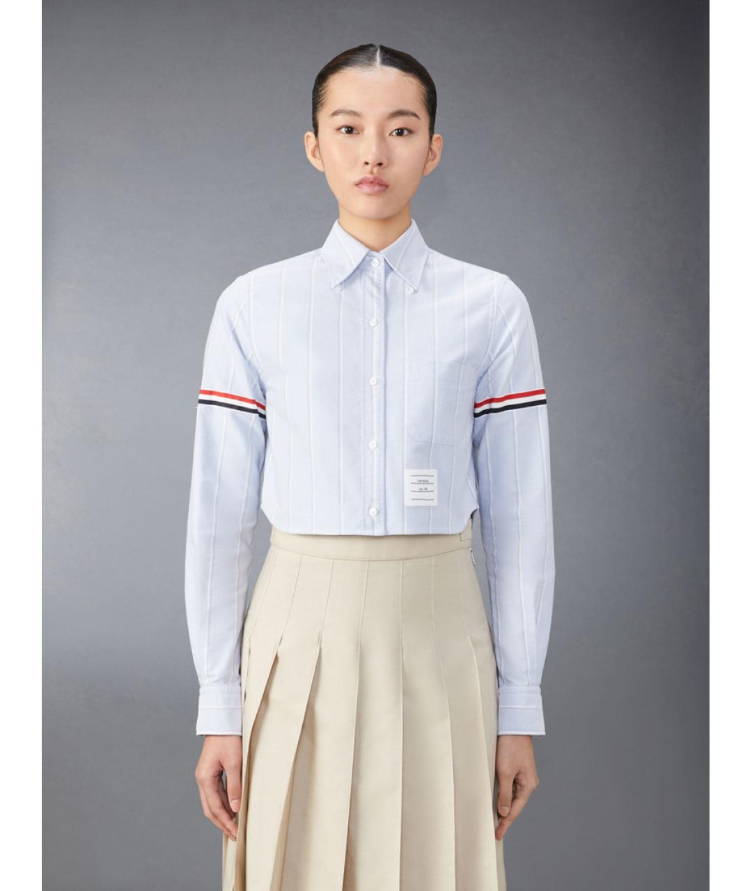 THOM BROWNE Голубая хлопковая рубашка, фото 5
