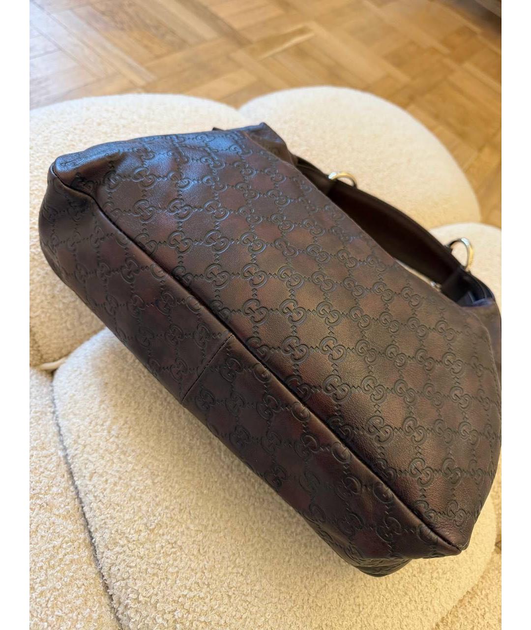 GUCCI Коричневая кожаная сумка с короткими ручками, фото 5