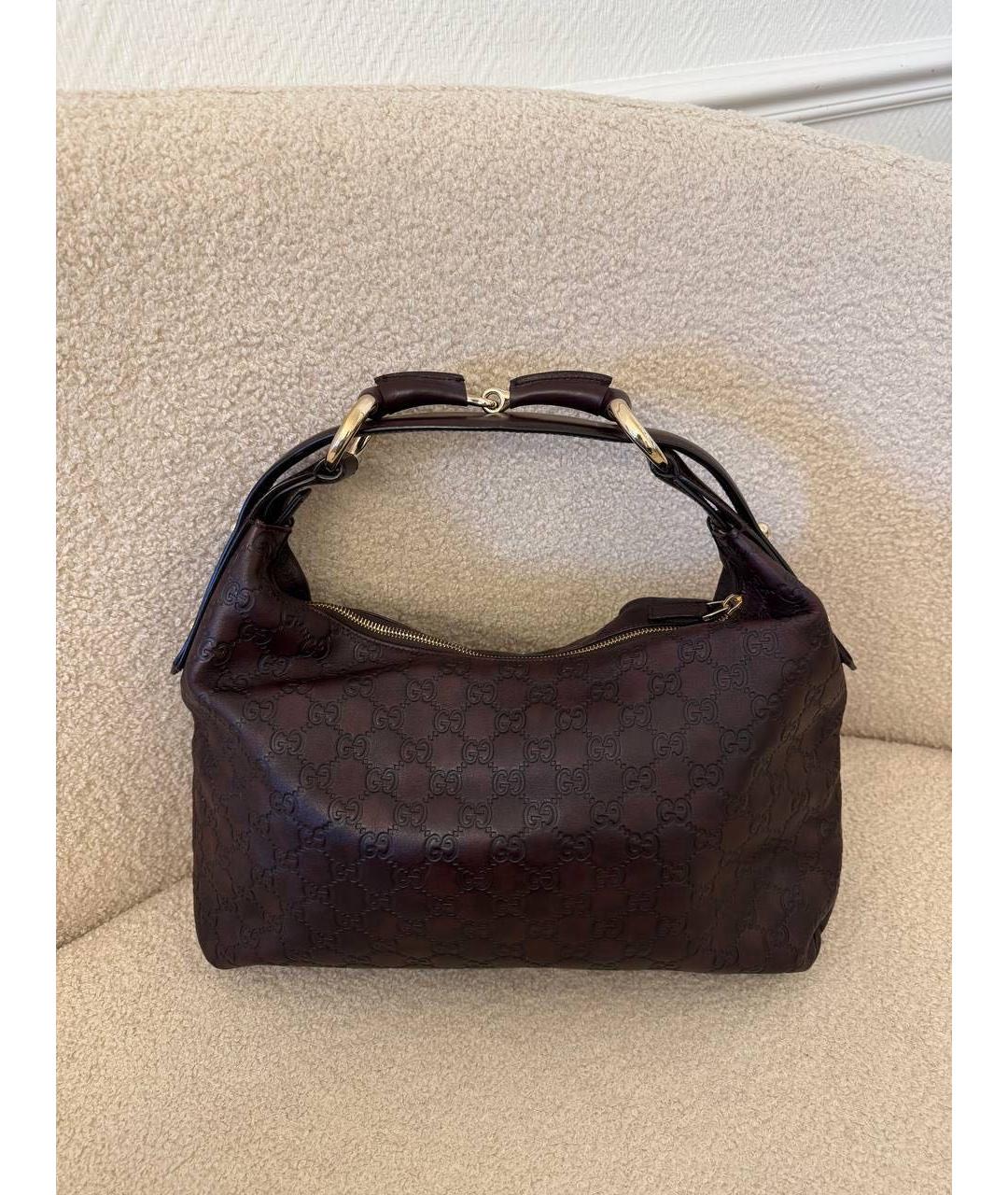 GUCCI Коричневая кожаная сумка с короткими ручками, фото 9