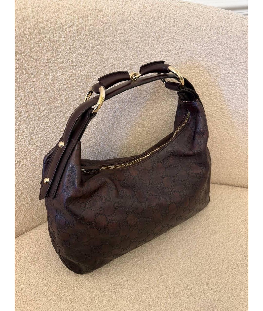 GUCCI Коричневая кожаная сумка с короткими ручками, фото 6