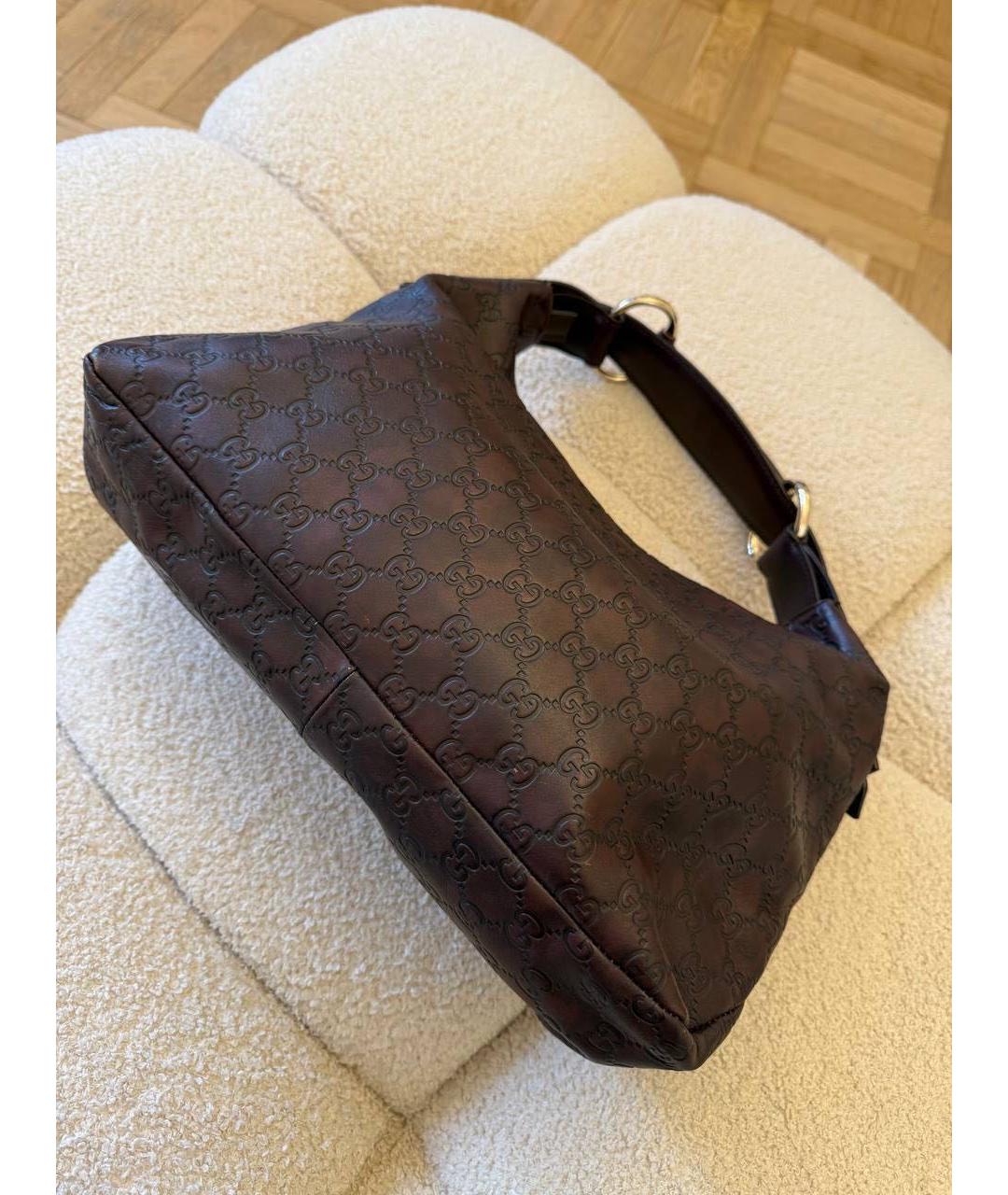 GUCCI Коричневая кожаная сумка с короткими ручками, фото 4