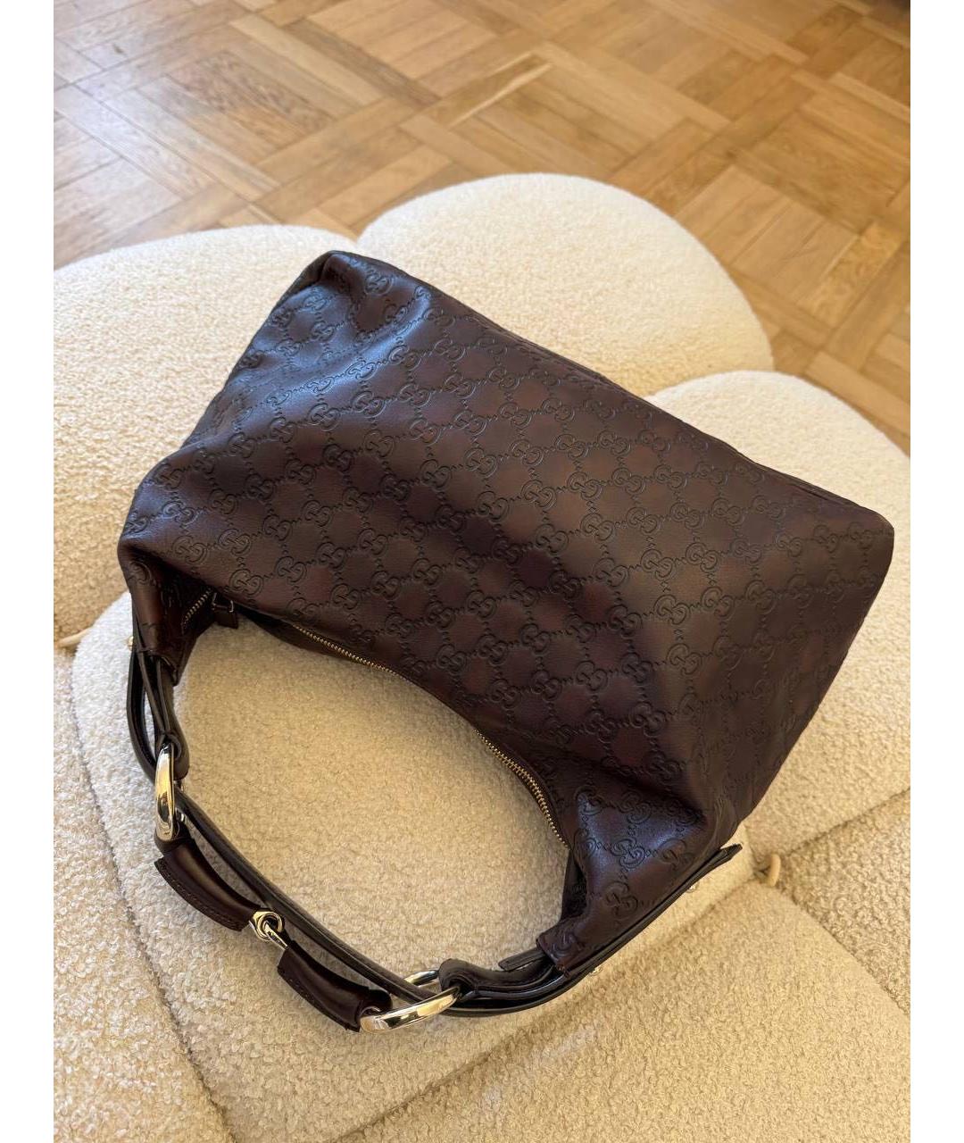 GUCCI Коричневая кожаная сумка с короткими ручками, фото 8