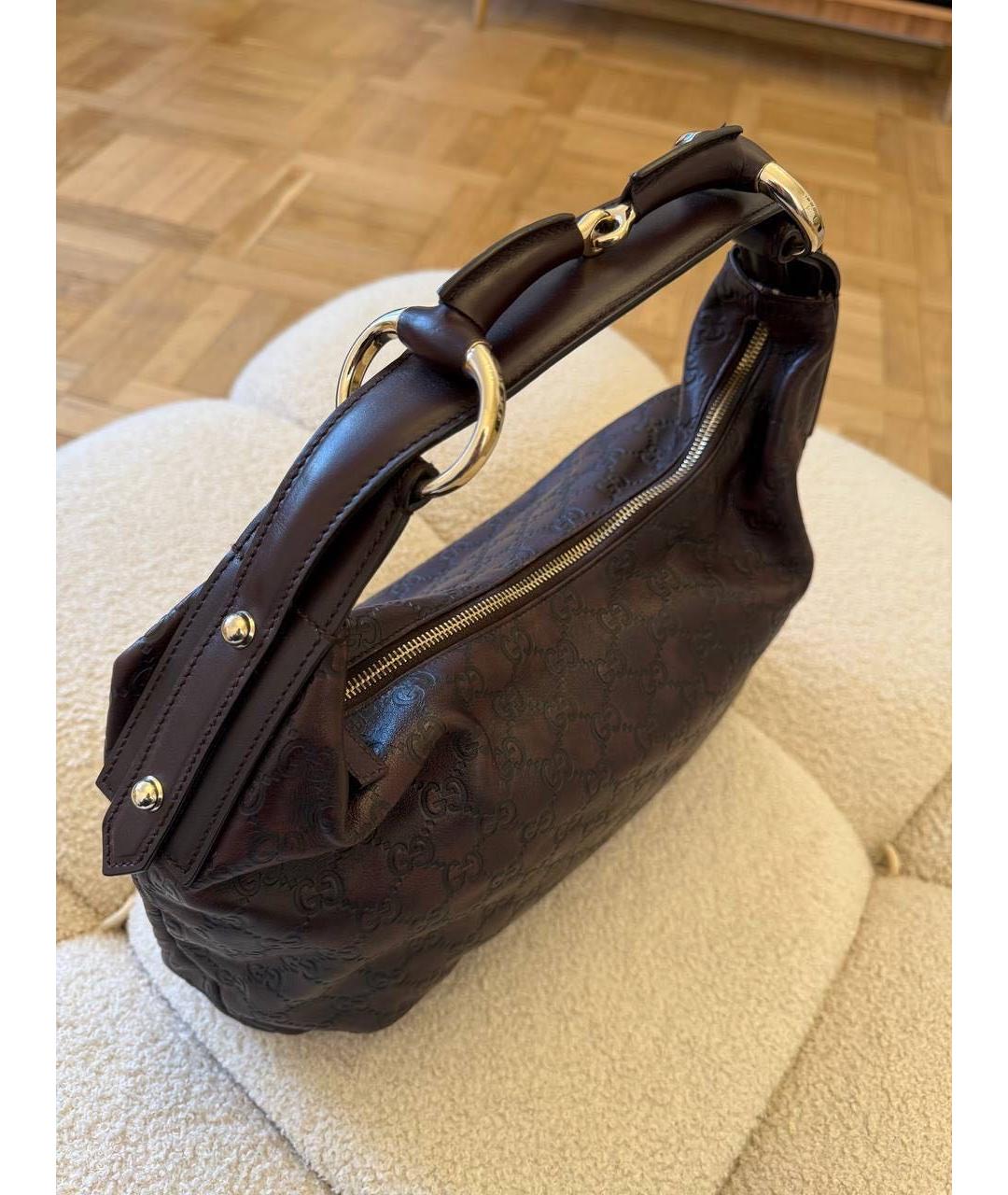 GUCCI Коричневая кожаная сумка с короткими ручками, фото 3