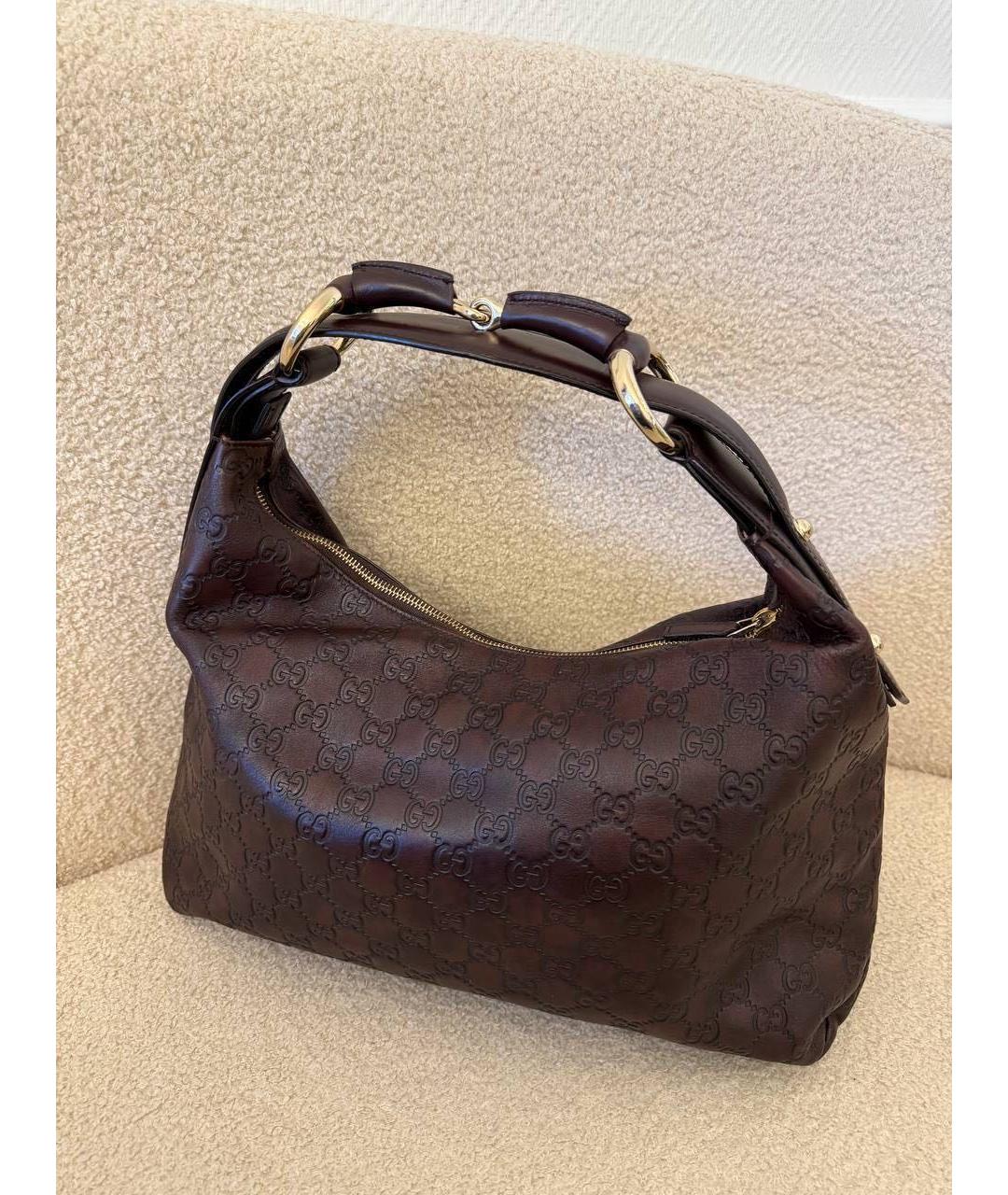GUCCI Коричневая кожаная сумка с короткими ручками, фото 2