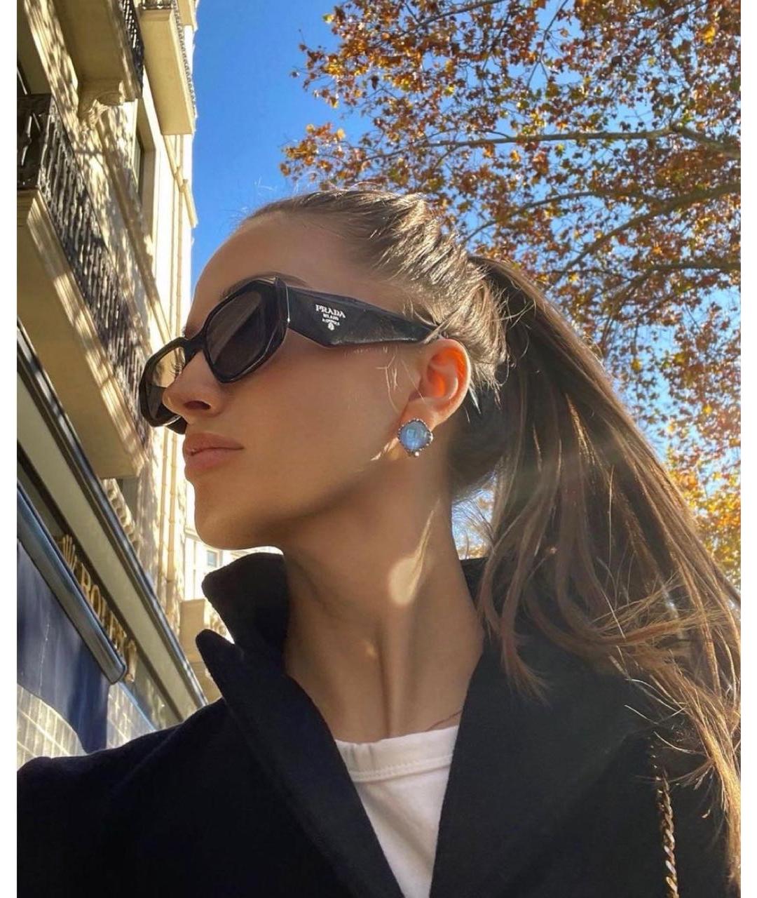 PRADA Черные пластиковые солнцезащитные очки, фото 8