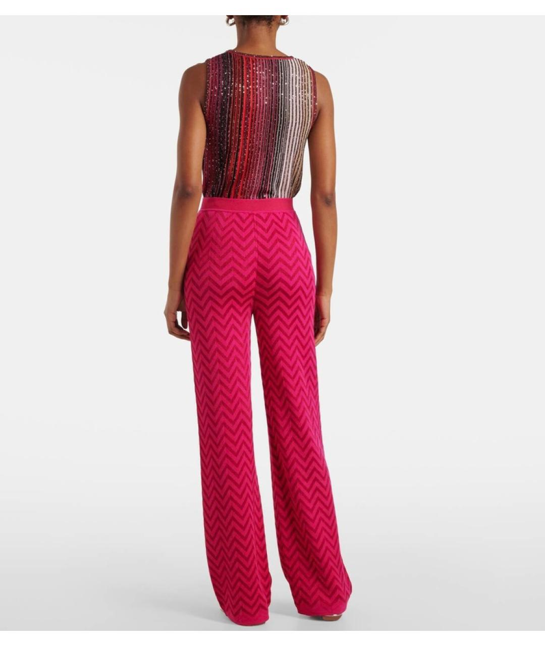 MISSONI Розовые хлопко-эластановые прямые брюки, фото 3
