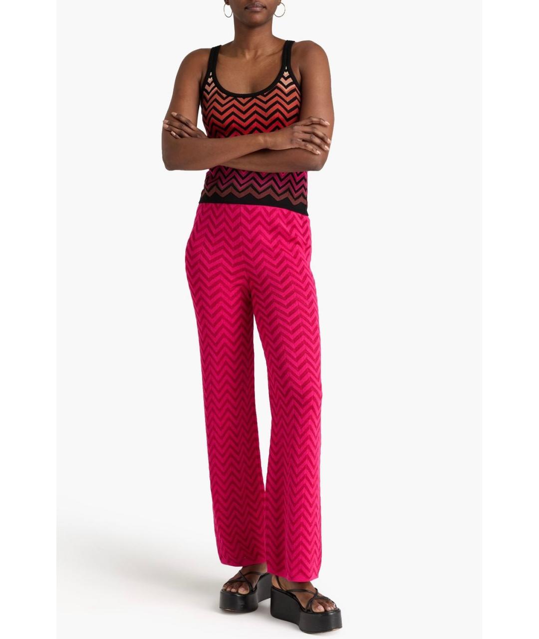 MISSONI Розовые хлопко-эластановые прямые брюки, фото 4