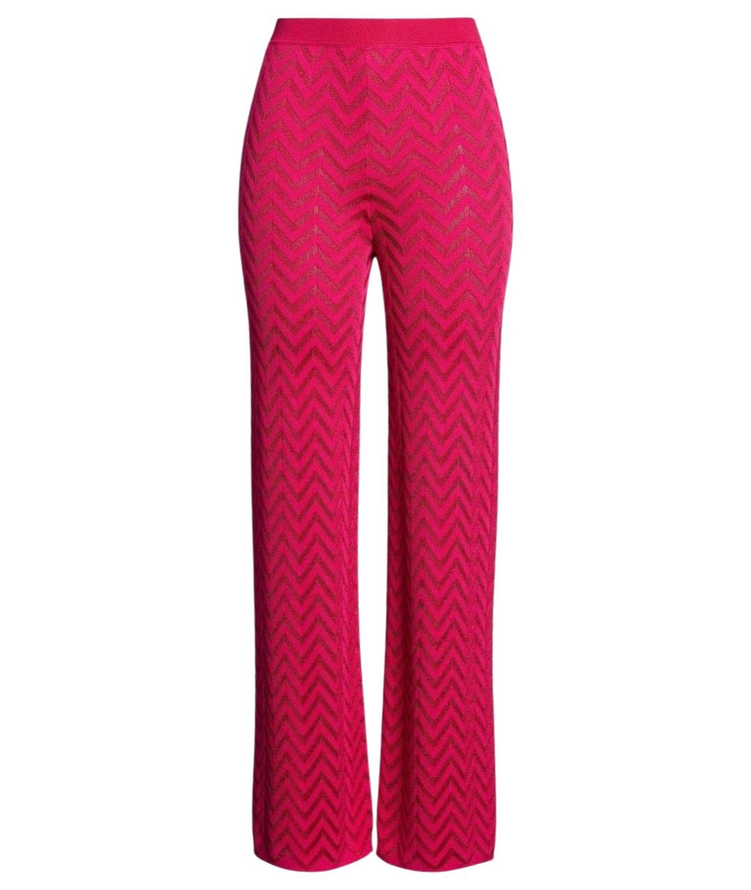 MISSONI Розовые хлопко-эластановые прямые брюки, фото 1