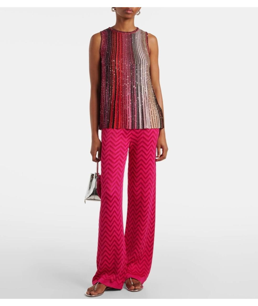 MISSONI Розовые хлопко-эластановые прямые брюки, фото 2