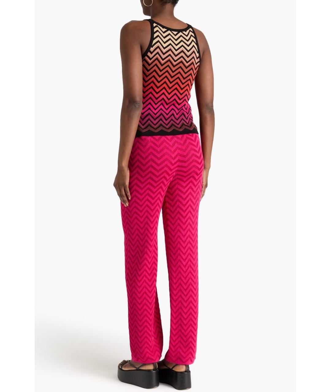 MISSONI Розовые хлопко-эластановые прямые брюки, фото 5