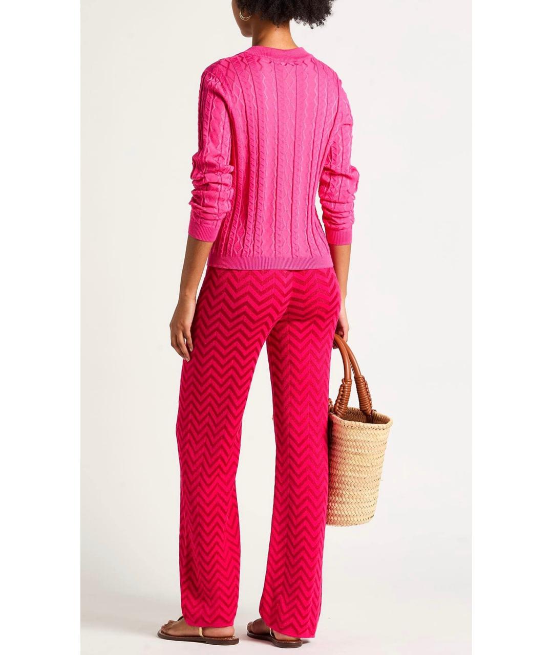 MISSONI Розовые хлопко-эластановые прямые брюки, фото 3