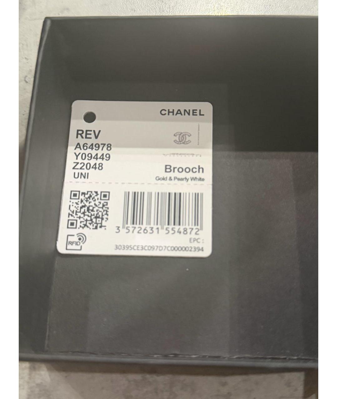CHANEL Золотая жемчужная булавка / брошь, фото 4