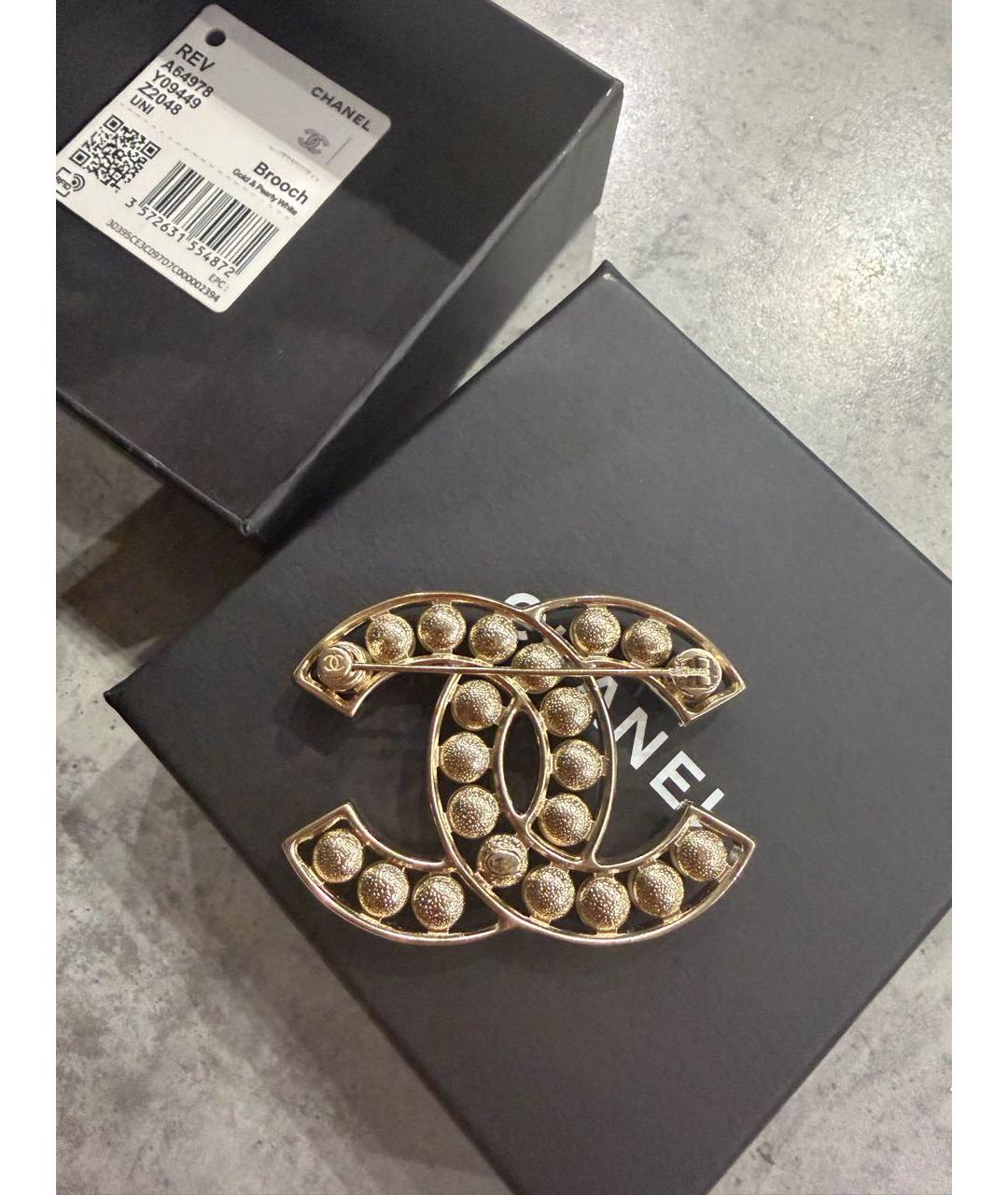 CHANEL Золотая жемчужная булавка / брошь, фото 3