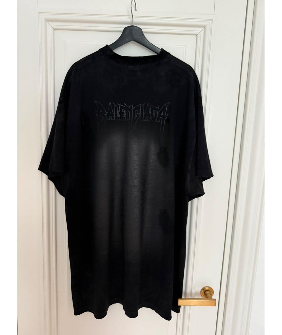 BALENCIAGA Черная хлопковая футболка, фото 2