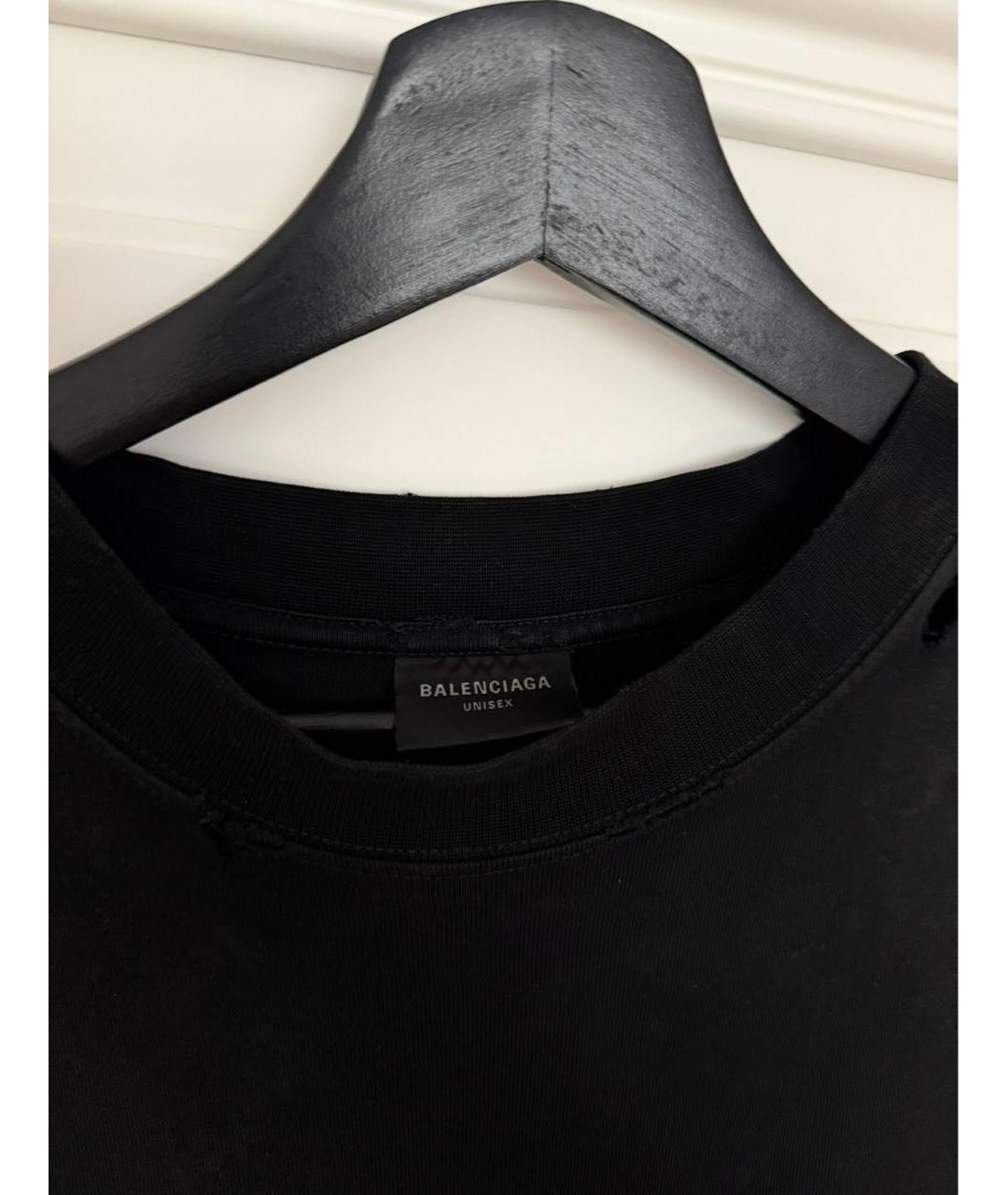 BALENCIAGA Черная хлопковая футболка, фото 3