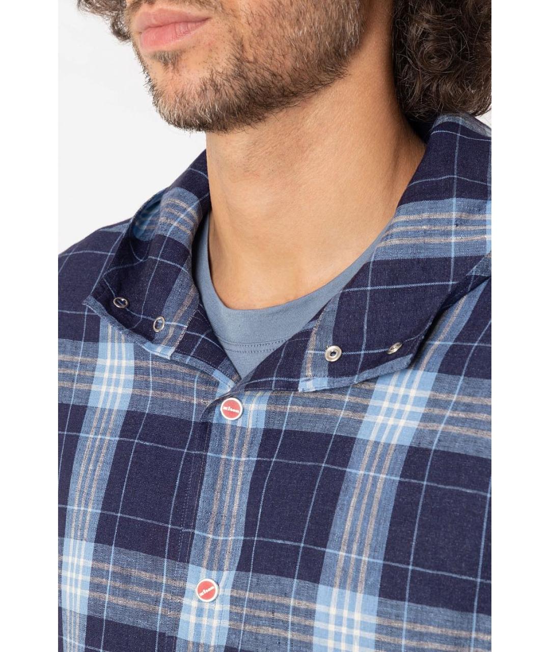 KITON Синяя льняная кэжуал рубашка, фото 5