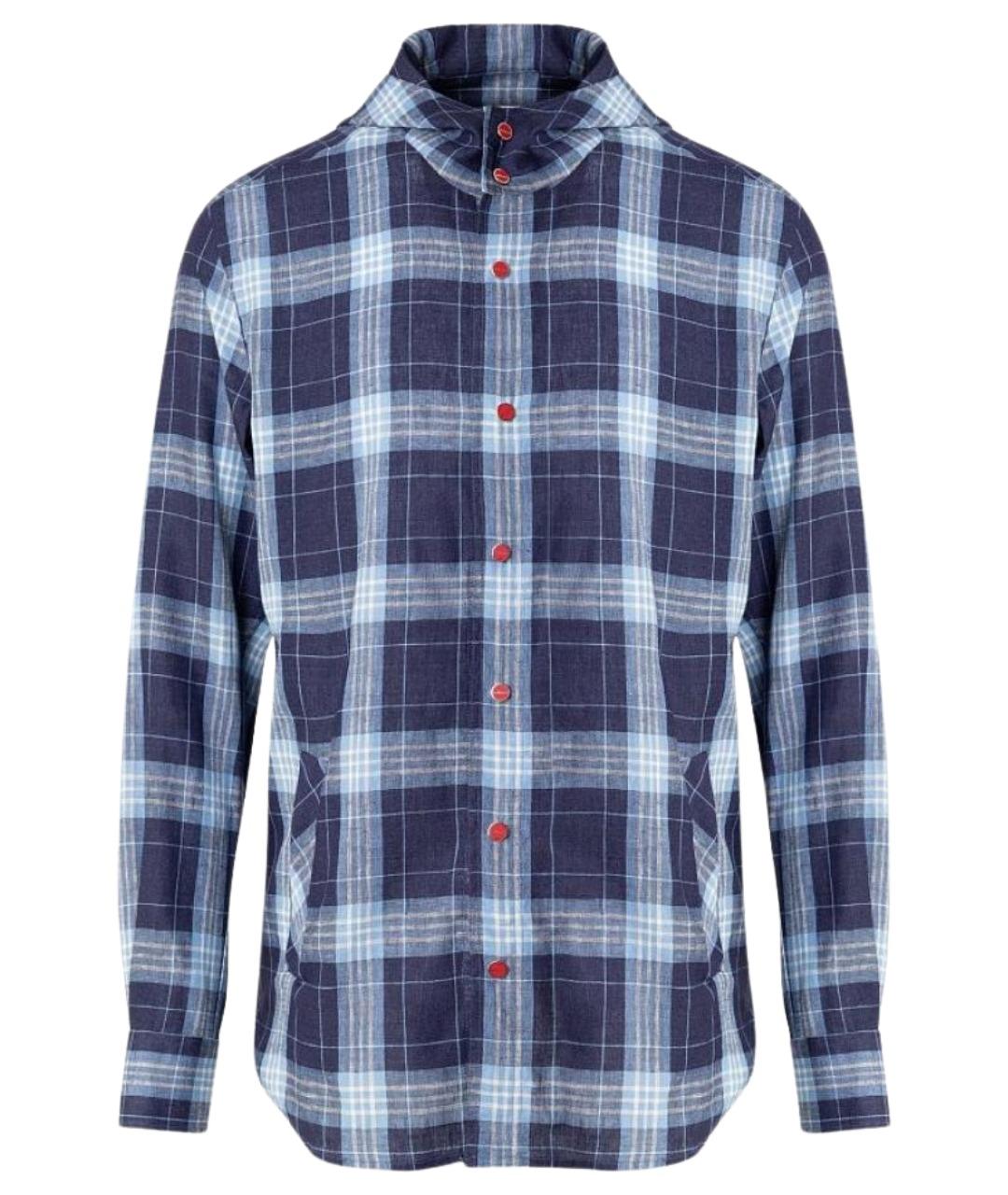 KITON Синяя льняная кэжуал рубашка, фото 1