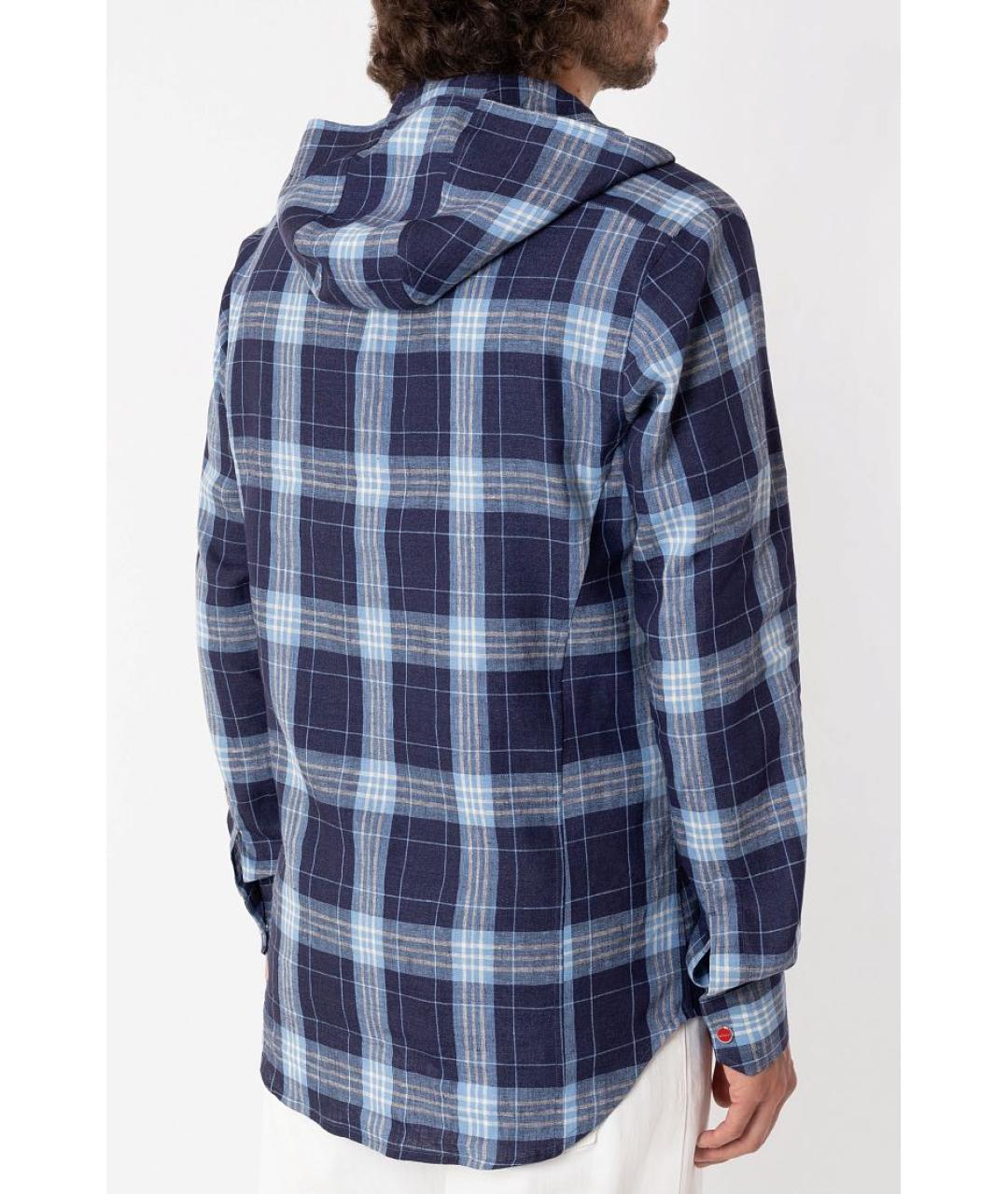 KITON Синяя льняная кэжуал рубашка, фото 4
