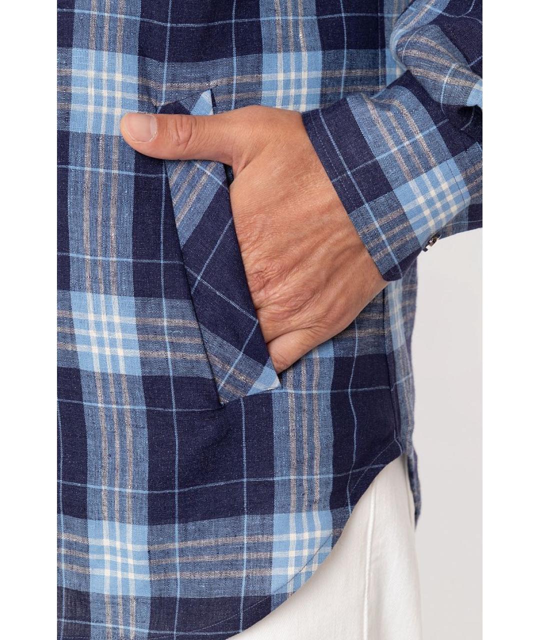 KITON Синяя льняная кэжуал рубашка, фото 6