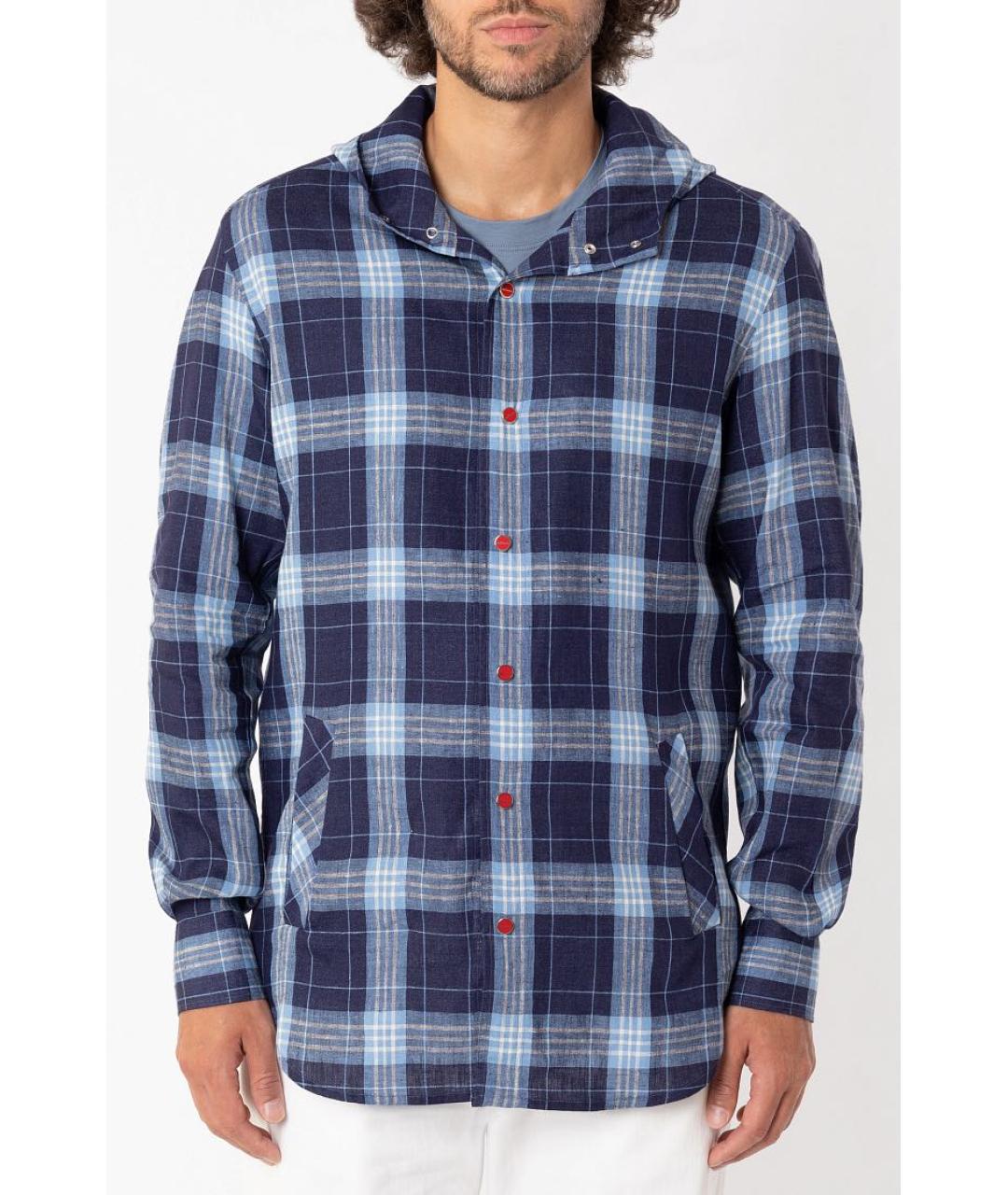 KITON Синяя льняная кэжуал рубашка, фото 3