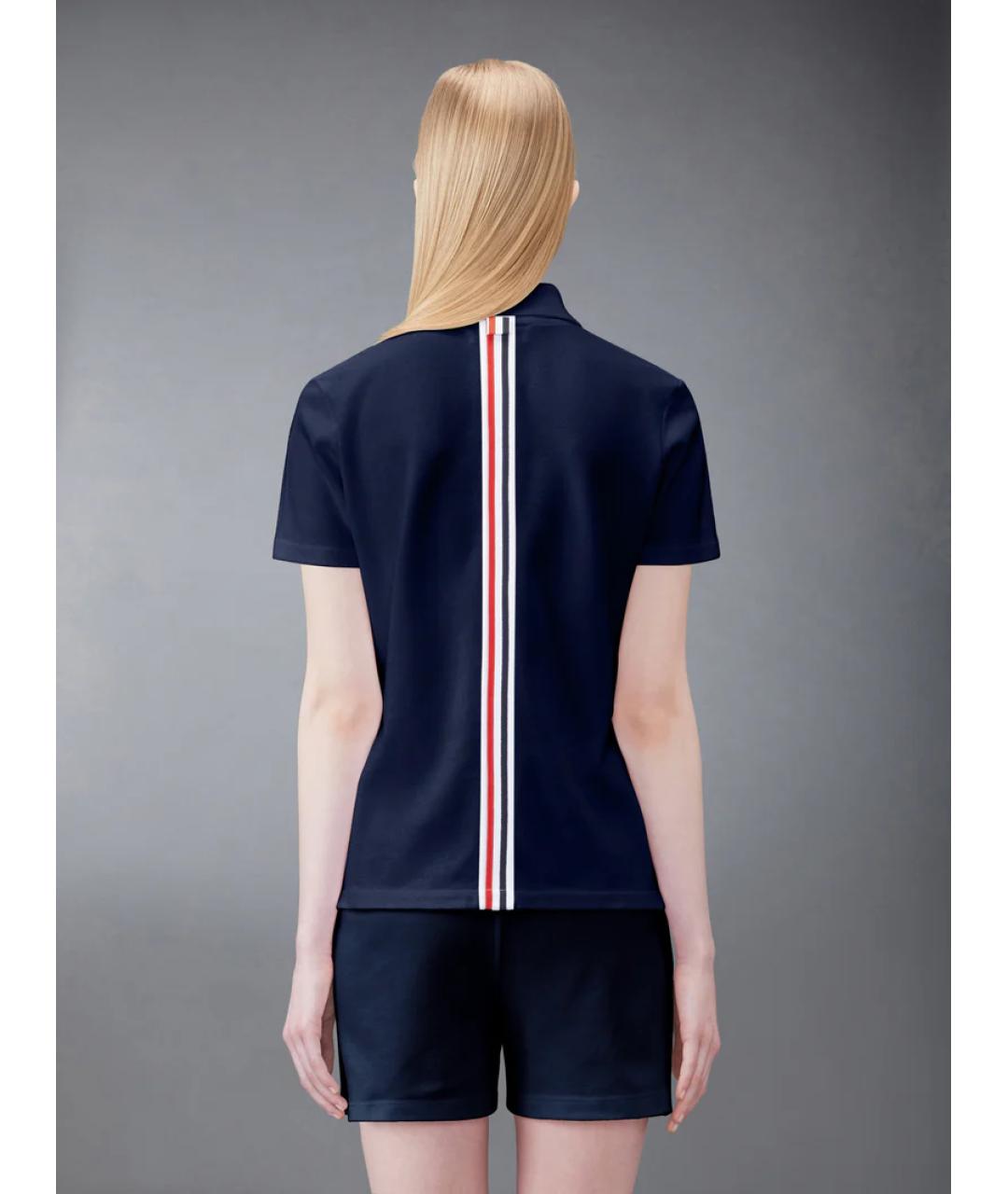 THOM BROWNE Синяя хлопковая футболка, фото 6