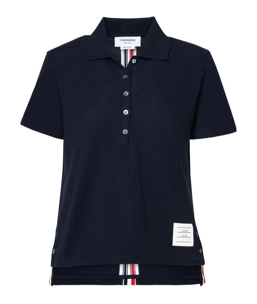 THOM BROWNE Синяя хлопковая футболка, фото 1