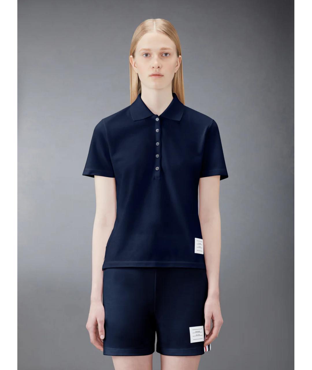 THOM BROWNE Синяя хлопковая футболка, фото 5