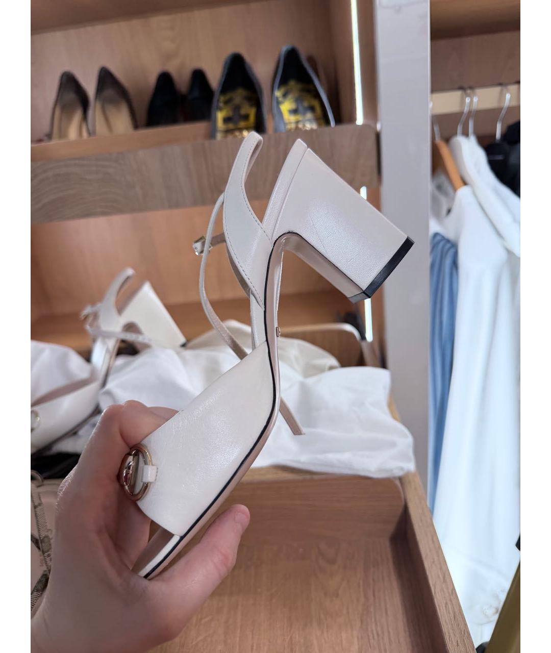 GUCCI Белые кожаные босоножки, фото 7