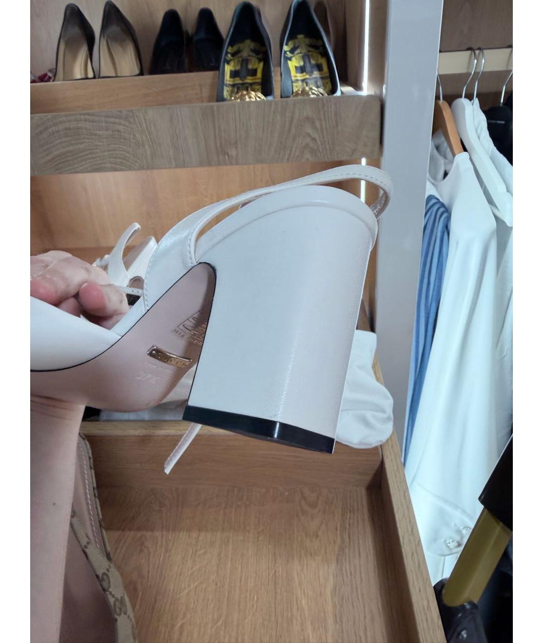 GUCCI Белые кожаные босоножки, фото 4