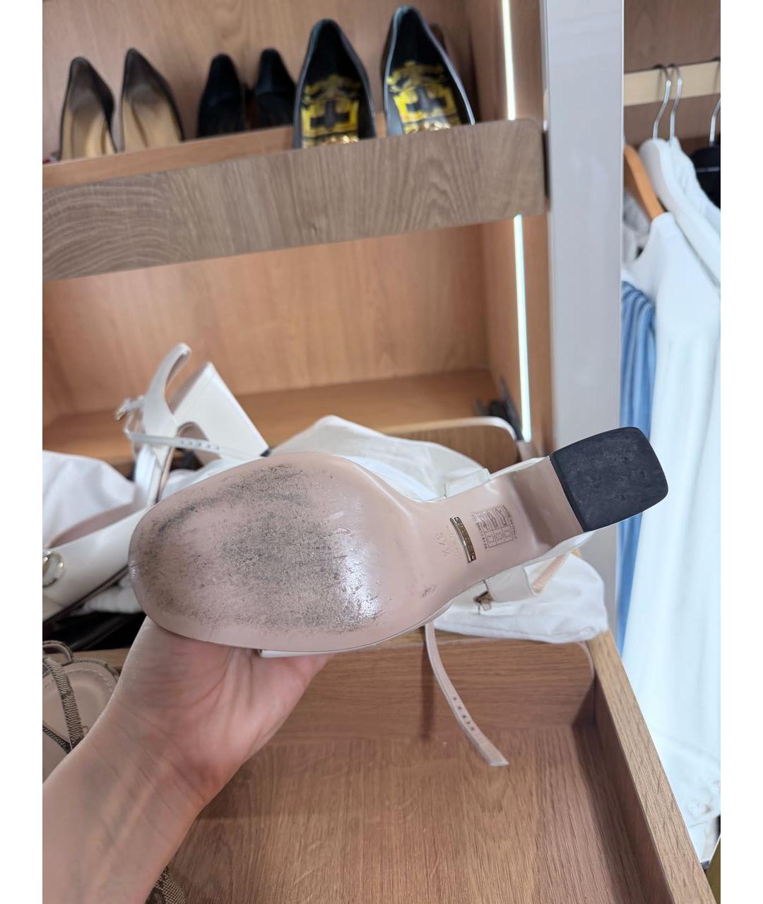GUCCI Белые кожаные босоножки, фото 5