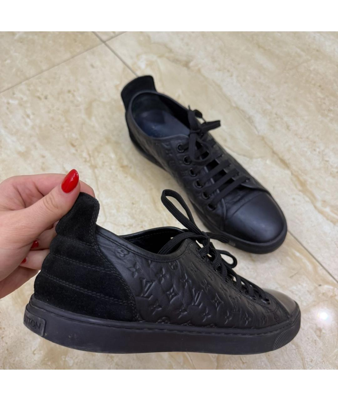 LOUIS VUITTON Черные кожаные кеды, фото 4