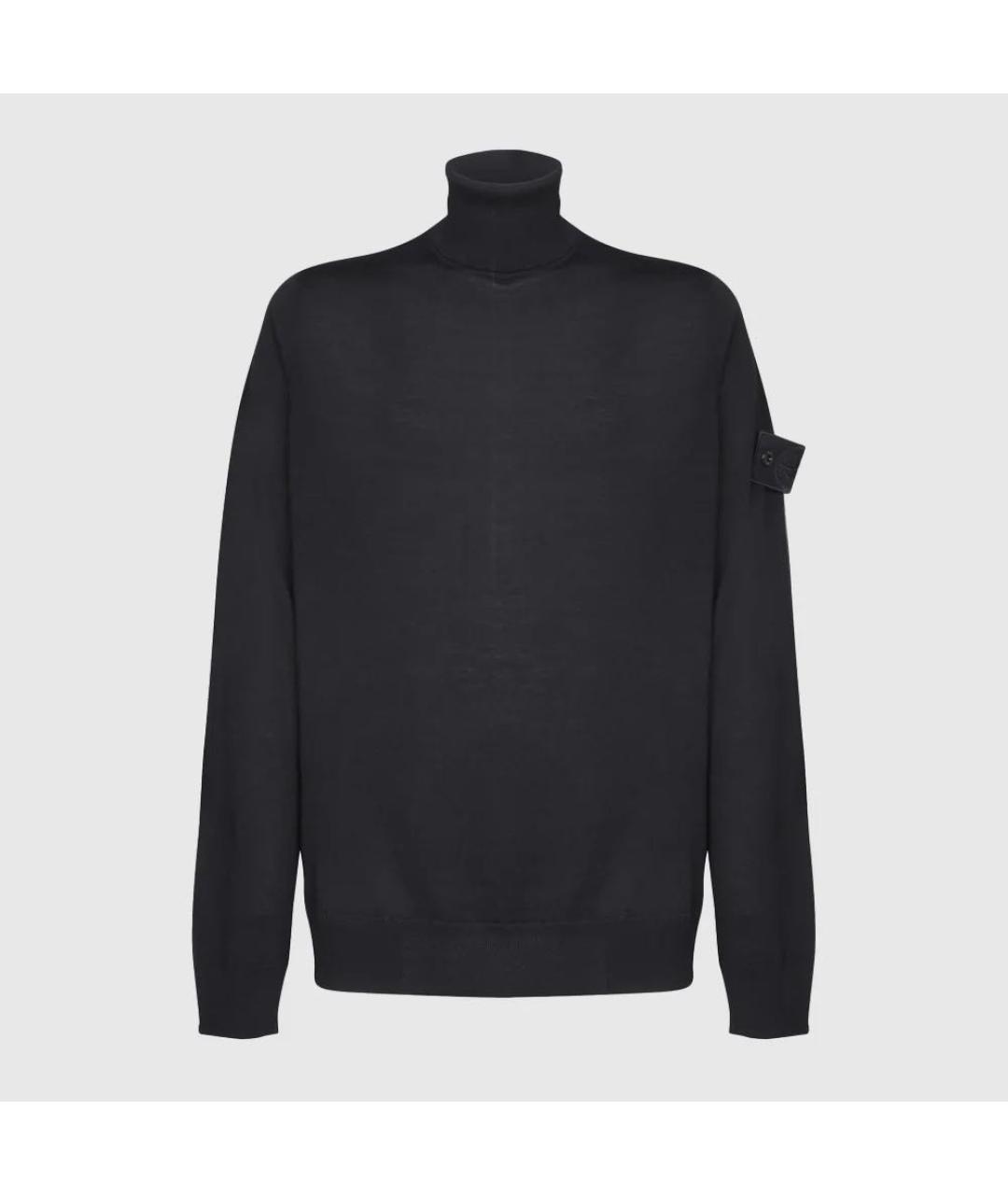 STONE ISLAND Черная шерстяная водолазка, фото 8