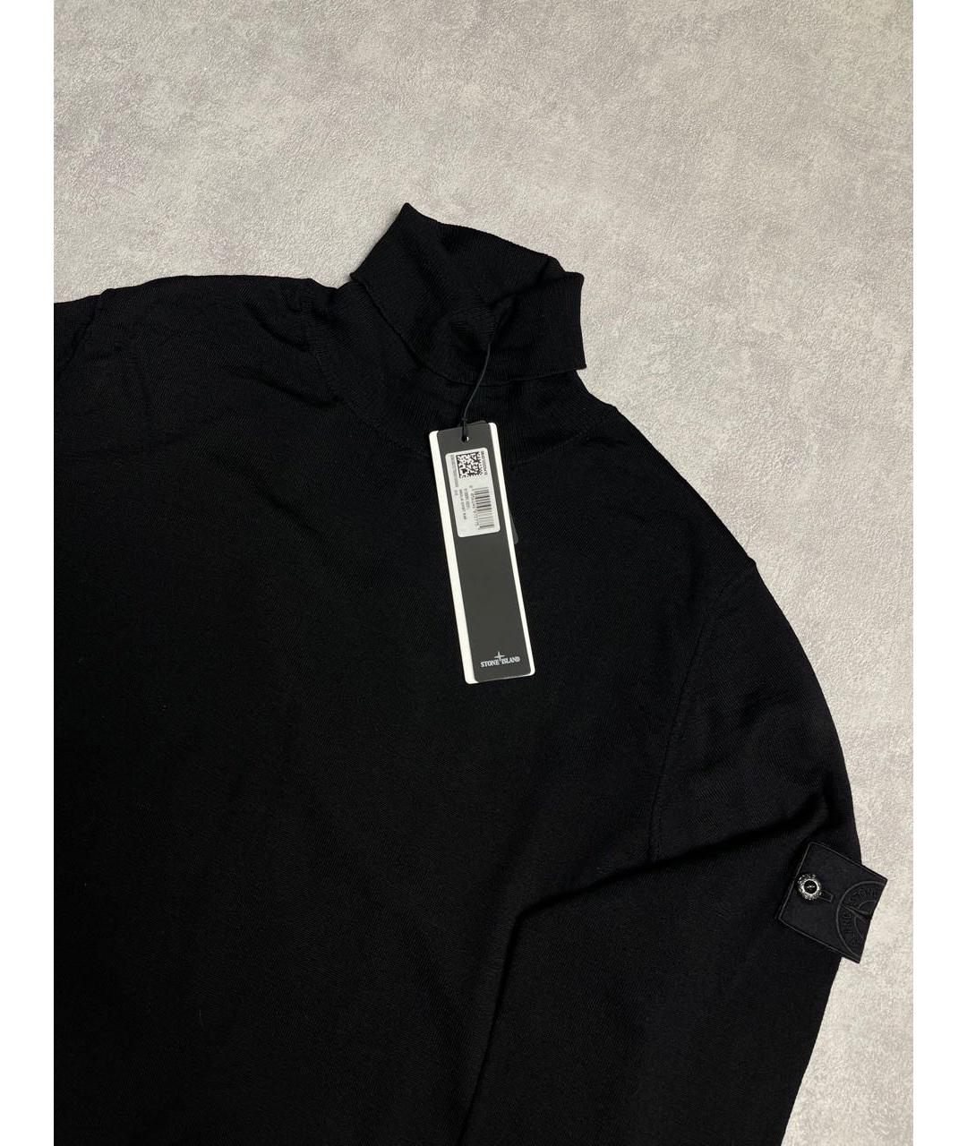 STONE ISLAND Черная шерстяная водолазка, фото 3